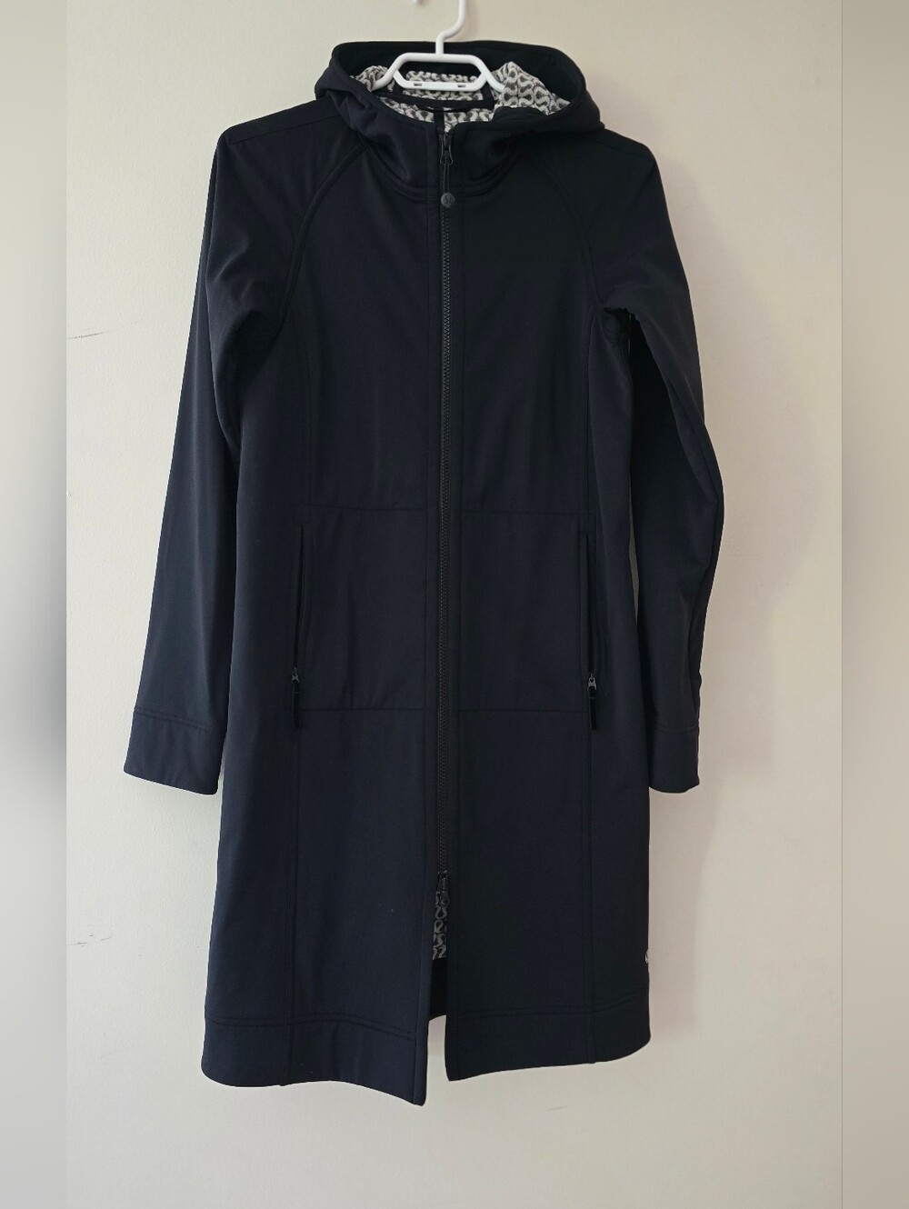 lululemon athletica Black Long Hooded Trench Coat xs